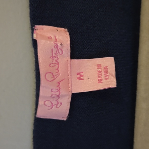Lilly Pulitzer Navy Asymetrical Fererra Top Size M - Picture 4 of 4